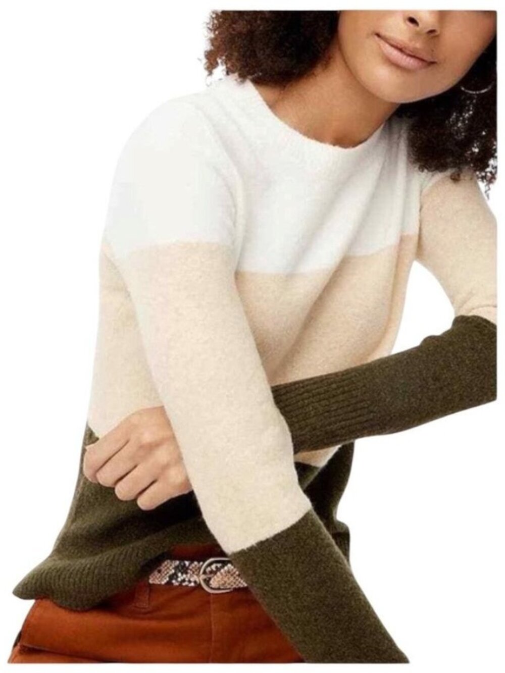 New J.Crew Extra Soft Colorblock Crew Neck Sweater Women's Size S Preppy Fall